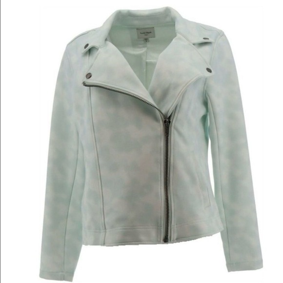 Haute Hippie Tribe Faux Suede Printed Tie-Dye Jacket Large Blue Horizon QVC - Picture 2 of 8